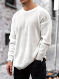 gbolsos  All Match Knitted Sweater, Men's Casual Warm Mid Stretch Round Neck Pullover Sweater For Fall Winter