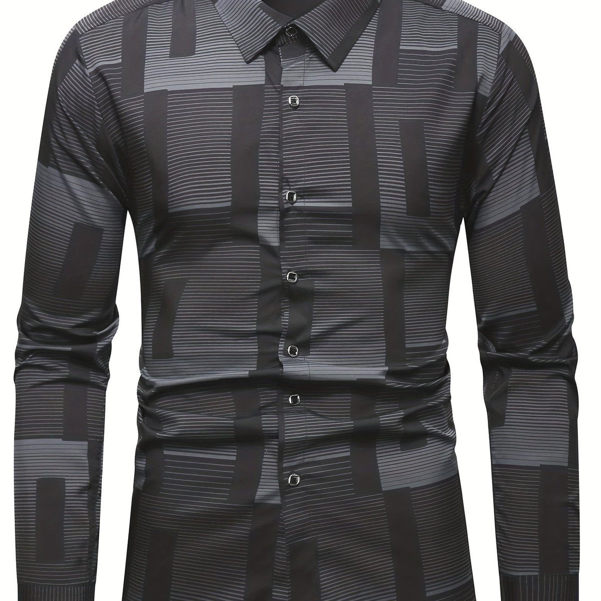 gbolsos  One Size Smaller,  Men's Plaid Print Long Sleeve Shirt
