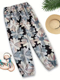 Floral Print Harem Pants, Casual Elastic Waist Summer Pants, Women's Clothing