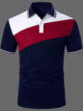 Men's Slim Casual Multi Color Striped Polo Shirt