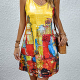 Color Block Sleeveless Dress, Casual Tank Dress For Spring & Summer, Women's Clothing