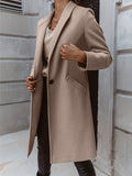 Solid Mid Length Coat, Elegant Open Front Long Sleeve One Button Outerwear, Women's Clothing