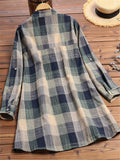 gbolsos  Plaid Print Button Front Shirt, Casual Long Sleeve Shirt, Women's Clothing