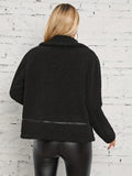 Solid Zipper Lapel Teddy Coat, Versatile Long Sleeve Thermal Coat For Fall & Winter, Women's Clothing