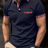 Men's Causal V-neck Button Up Short Sleeve Pockets Polo Shirts Men's Comfortable Tops For Summer