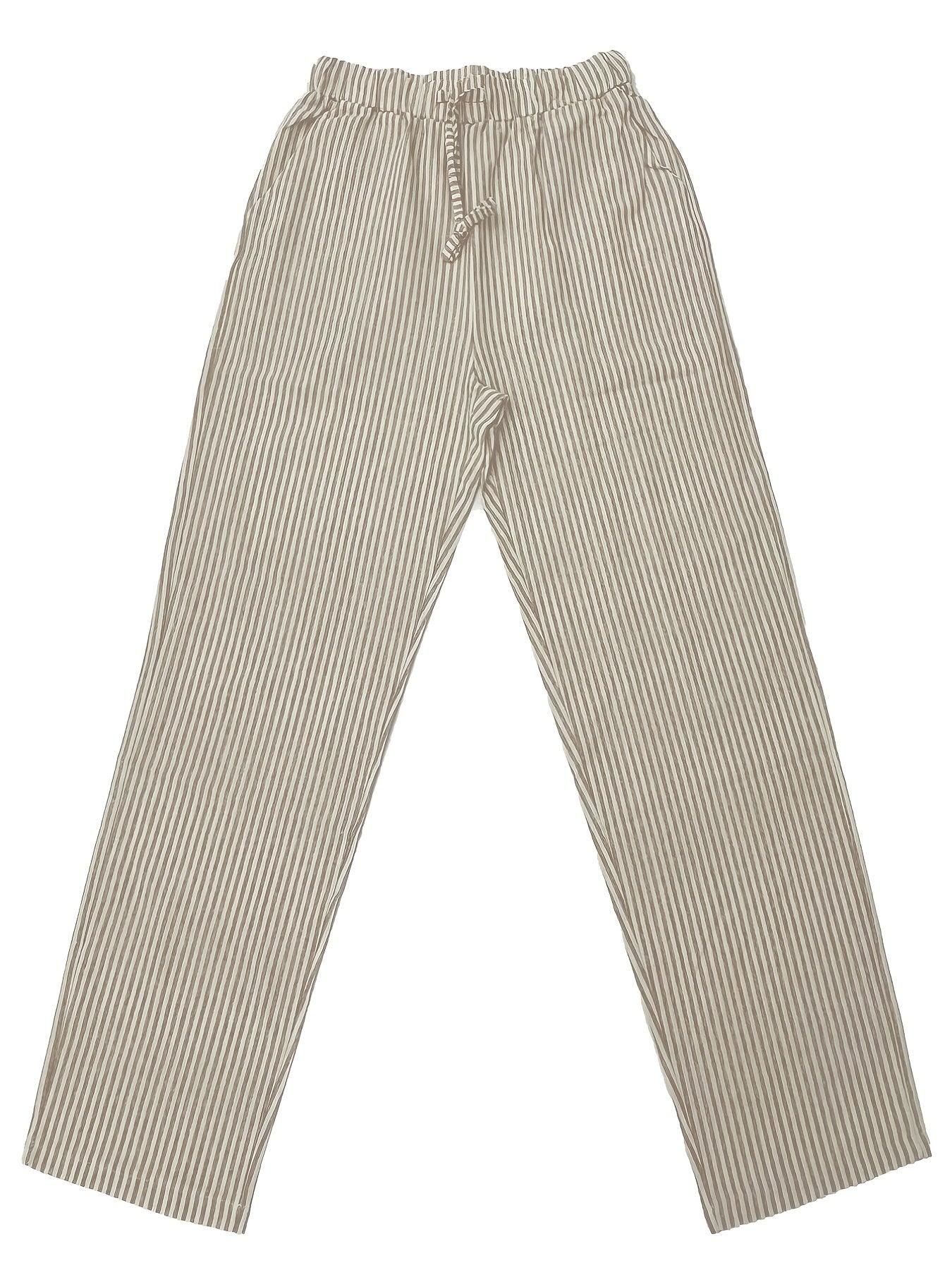 gbolsos  Striped Slant Pocket Drawstring Pants, Casual Pants For Spring & Summer, Women's Clothing