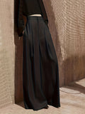 High Waist Wide Leg Pants, Elegant Solid Pants For Spring & Fall, Women's Clothing