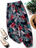 Floral Print Harem Pants, Casual Elastic Waist Summer Pants, Women's Clothing