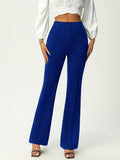 Solid Flare Leg Pants, Elegant Stretchy High Waist Pants For Work & Office, Women's Clothing