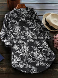 Floral Print Button Front Blouse, Casual Long Sleeve Blouse For Spring & Fall, Women's Clothing