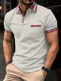 Men's Causal V-neck Button Up Short Sleeve Pockets Polo Shirts Men's Comfortable Tops For Summer