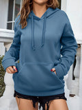 Solid Simple Drawstring Hoodie, Casual Long Sleeve Pocket Sweatshirt, Women's Clothing