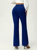 Solid Flare Leg Pants, Elegant Stretchy High Waist Pants For Work & Office, Women's Clothing