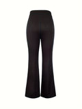 gbolsos  Solid High Waist Pants Elegant Flare Leg Pants, Women's Clothing