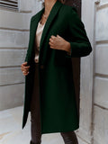 Solid Mid Length Coat, Elegant Open Front Long Sleeve One Button Outerwear, Women's Clothing