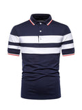 Men's Casual Striped Short Sleeve Polo Shirts