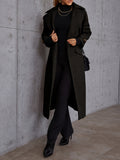 gbolsos  Long Length Waterfall Collar Coat, Elegant Open Front Long Sleeve Outerwear, Women's Clothing