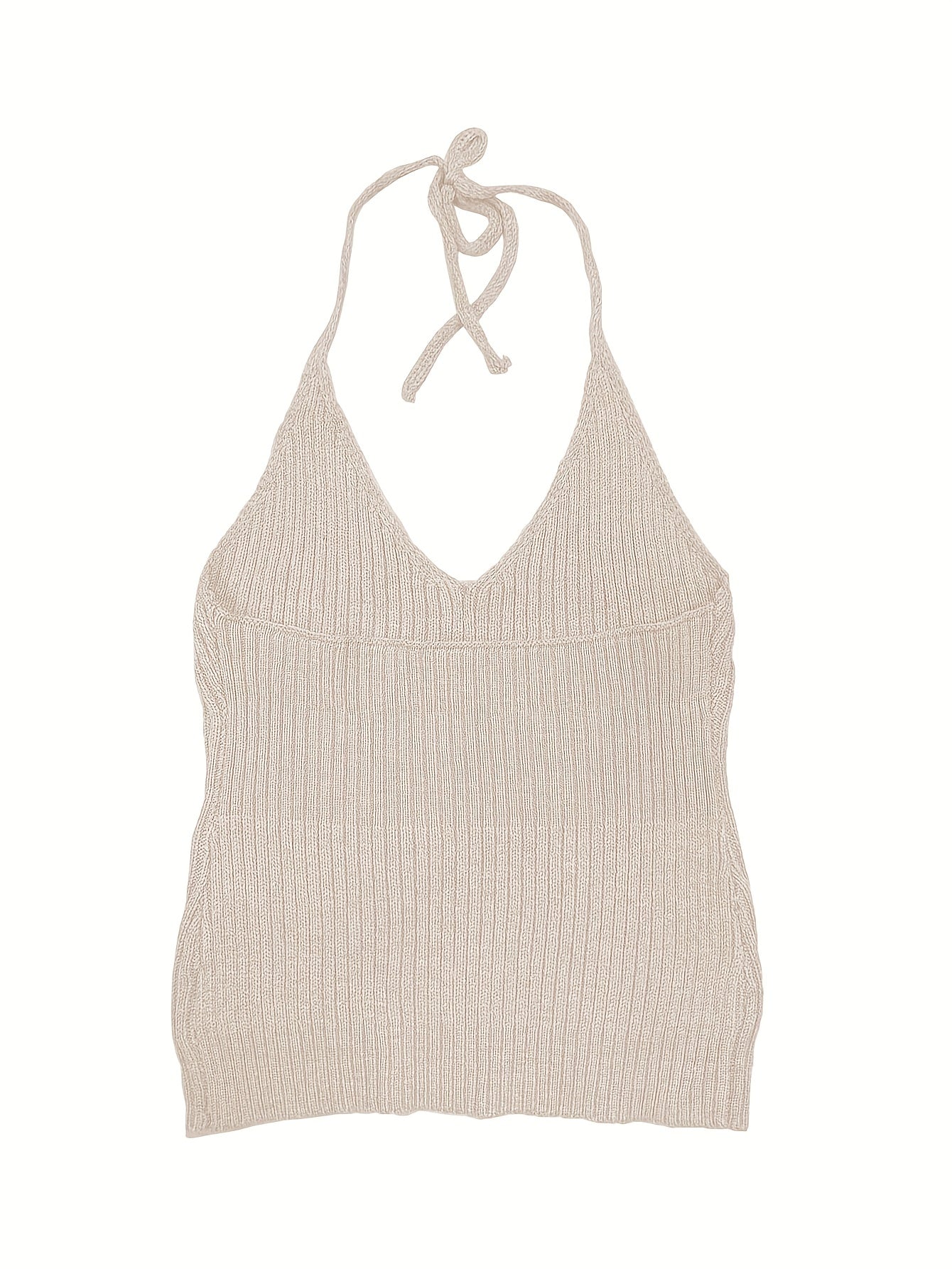 gbolsos  Ribbed Halter Top, Sleeveless Y2K Casual Top For Summer & Spring, Women's Clothing