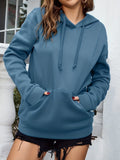 Solid Simple Drawstring Hoodie, Casual Long Sleeve Pocket Sweatshirt, Women's Clothing