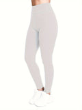 Casual High Waist Bottoms Leggings, Solid Elastic Fashion Long Leggings, Women's Clothing