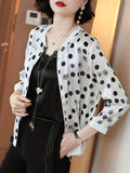 Stars Print Zip Up Lightweight Jacket, Casual Baseball Collar Long Sleeve Outerwear For Spring & Summer, Women's Clothing