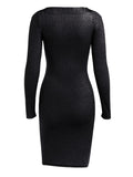 gbolsos  Solid Contrast Lace Sexy Dress,Square Neck Black Bodycon Dress, Women's Clothing