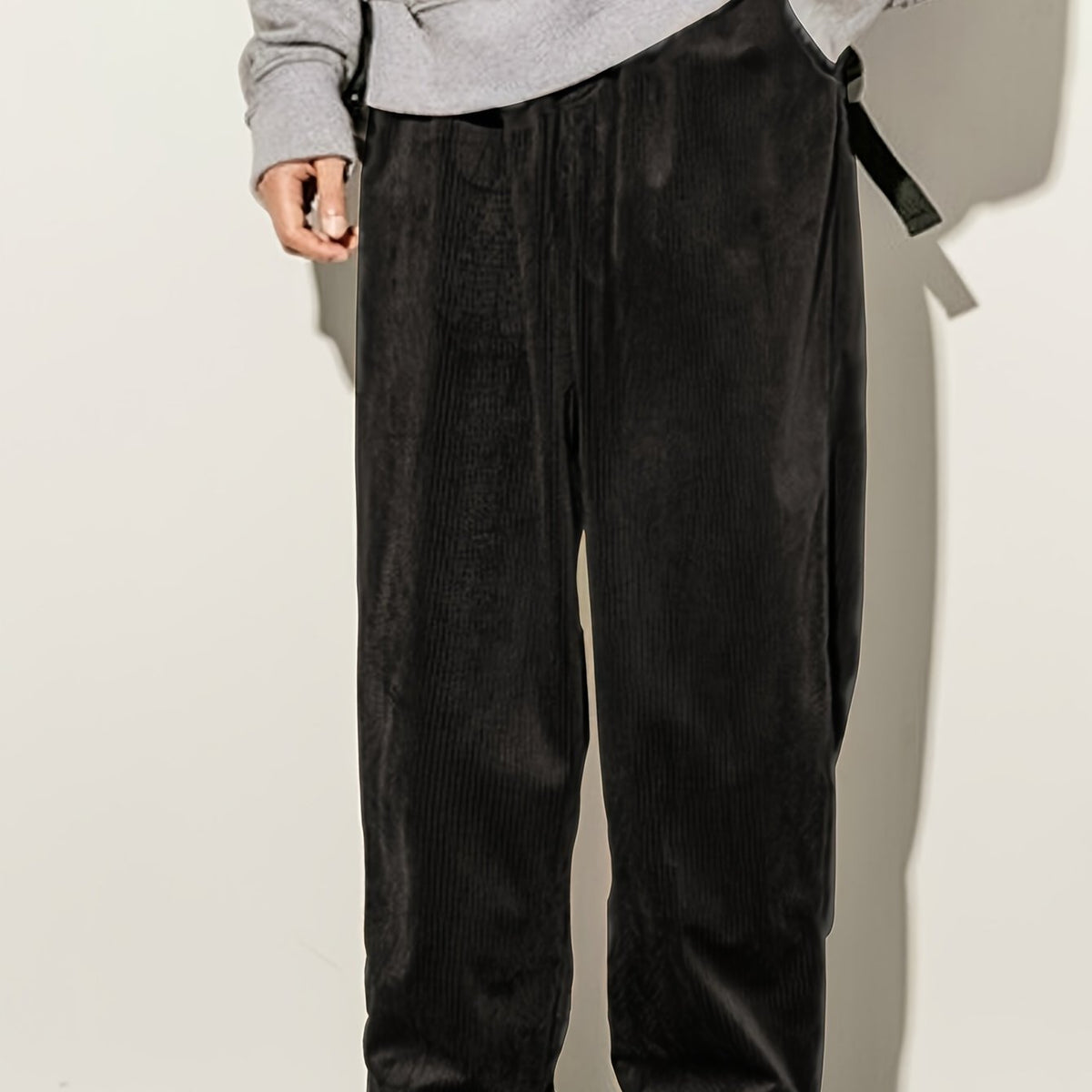 Loose Fit Corduroy Pants, Men's Casual Stretch Sweatpants For Spring Summer