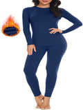 gbolsos  Thermal Underwear Set For Women Long Johns With Fleece Lined Long Sleeves Base Layer Set Top Bottom