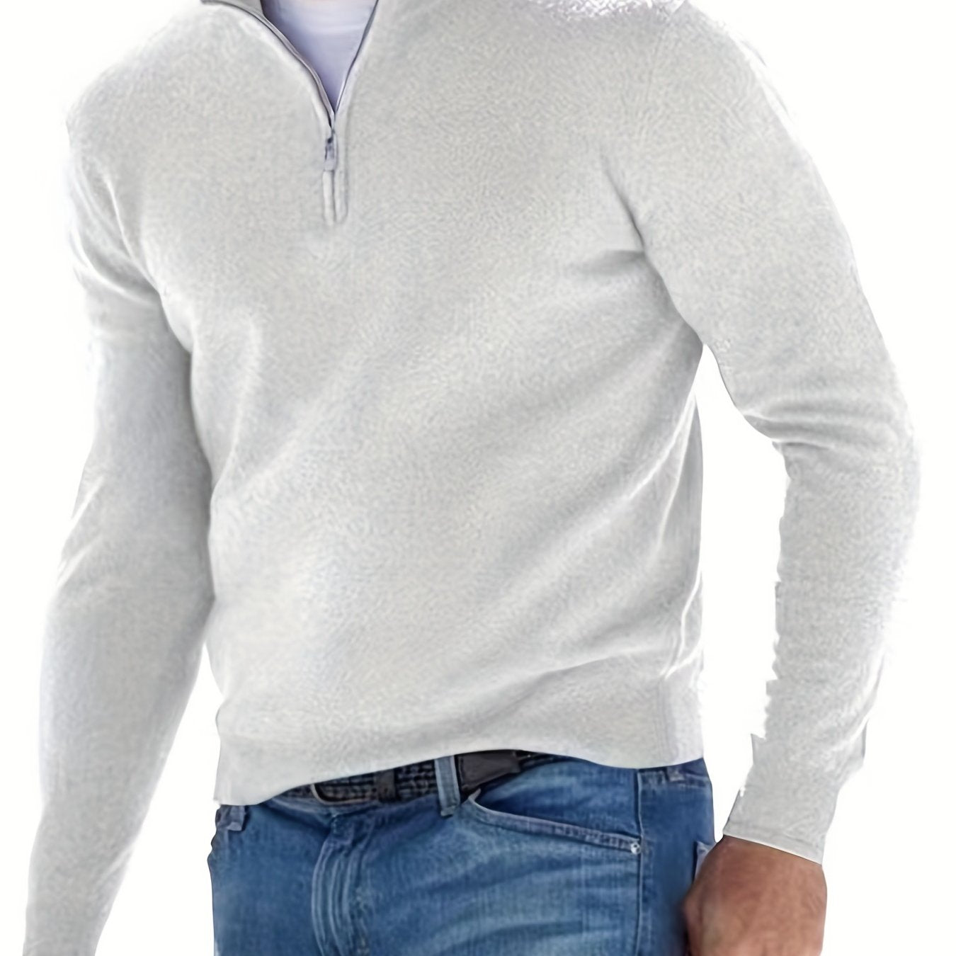 gbolsos  Fleece Long Sleeves Zipper Stand Collar Pullover Thermal Underwear Tops, Men's Casual Top Polo Shirts