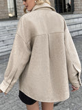 gbolsos  Button Front Drop Shoulder Jacket, Casual Solid Long Sleeve Outerwear, Women's Clothing