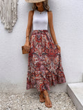 Paisley Print High Waist Skirt, Boho Skirt For Spring & Summer, Women's Clothing