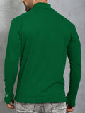 Men's Turtleneck Long Sleeve T-Shirt, Casual Stretch Sports Tops For Spring Fall