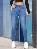 gbolsos  Blue Slim Fit Skinny Jeans, High Stretch Slant Pockets Casual Tight Jeans, Women's Denim Jeans & Clothing