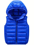 Boys Winter Hooded Coat, Cotton Padded Light Warm Sleeveless Vest Jacket Cute Hooded Outerwear