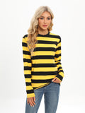 kkboxly  Casual Striped Long Sleeve T-Shirts, Striped T Shirts Crew Neck Tops, Women's Clothing