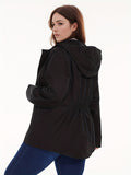 gbolsos  Solid Zip Up Hooded Jacket, Casual Long Sleeve Versatile Outerwear, Women's Clothing