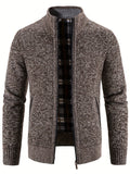 Two Sizes Smaller,  Men's Autumn And Winter Zipper Knitted Cardigan, Fleece Warm Sweater Jacket Best Sellers