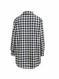 Houndstooth Print Button Front Shirt, Casual Long Sleeve Shirt For Spring & Fall, Women's Clothing