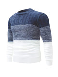 Men's Crewneck Pullover Sweater, Striped Autumn/Winter Cotton Knitted Sweater