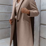 Solid Mid Length Coat, Elegant Open Front Long Sleeve One Button Outerwear, Women's Clothing