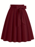 Retro A-line Skirt, Bowknot Front Skirt For Party, Performance, Every Day, Women's Clothing