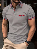 Men's Causal V-neck Button Up Short Sleeve Pockets Polo Shirts Men's Comfortable Tops For Summer