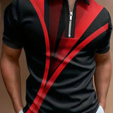 3D Men's Short Sleeve POPL Lapel Metal Zipper Best Selling Fashionable Men's Clothing