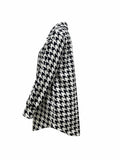 Houndstooth Print Button Front Shirt, Casual Long Sleeve Shirt For Spring & Fall, Women's Clothing