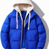 Men's Warm Thick Winter Jacket, Casual Hooded Jacket Cotton Padded Coat