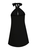 Solid Halter Neck Dress, Casual Sleeveless Backless Summer Dress, Women's Clothing