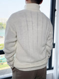 Men's Turtleneck Rib Knit White Sweater