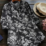 Floral Print Button Front Blouse, Casual Long Sleeve Blouse For Spring & Fall, Women's Clothing