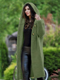 gbolsos   Solid Hooded Button Front Cardigan, Casual Long Sleeve Cardigan For Fall & Winter, Women's Clothing