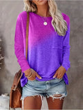 gbolsos  Color Block Pocket T-Shirt, Casual Crew Neck Long Sleeve T-Shirt For Spring & Fall, Women's Clothing